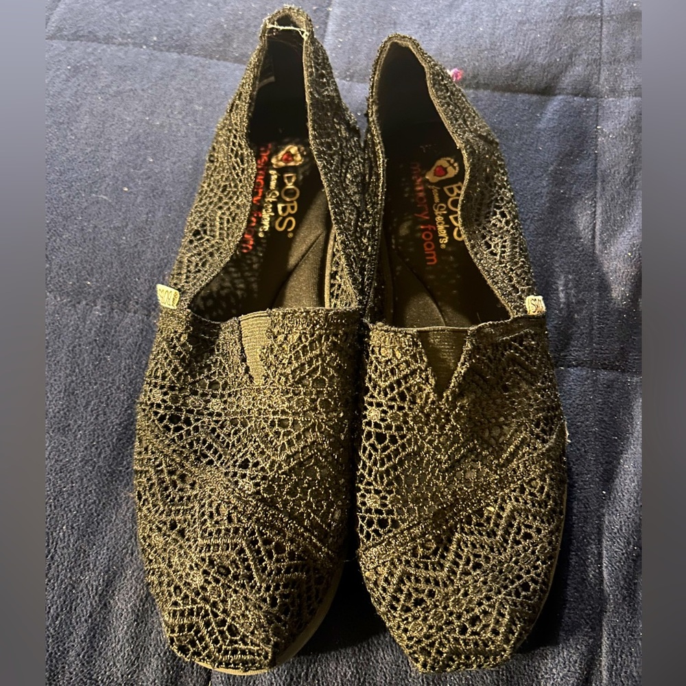 Black lace Bobs by Skethers flats